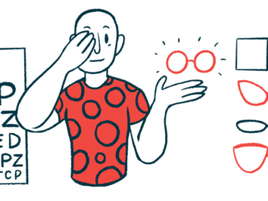 An illustration of a person taking an eye exam.