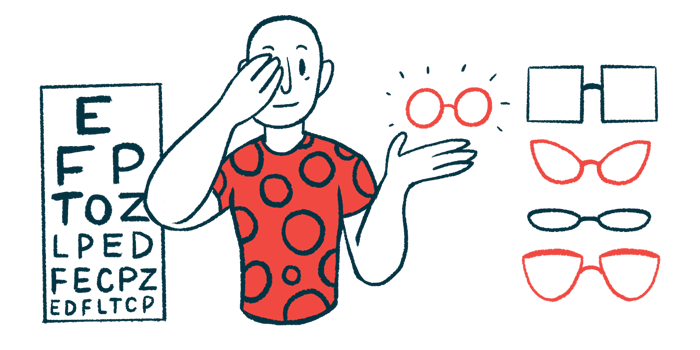 An illustration of a person taking an eye exam.