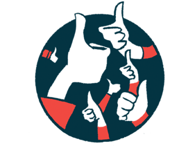 Multiple hands are seen giving the thumbs-up sign from inside a black circle.