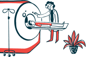 A person prepares to undergo an MRI.