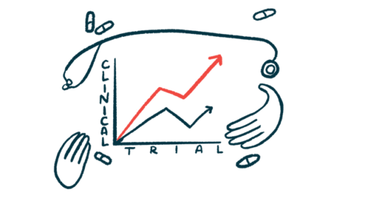 A pair of hands, a stethoscope, and a handful of oral medications surround a graph marked 