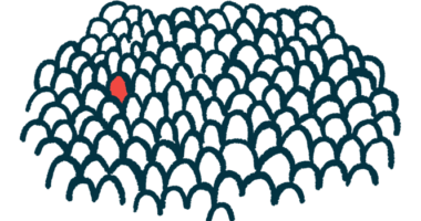 Illustration of a single rare person, highlighted in red, among many in a crowd.