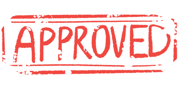 A rubber stamp shows the word 