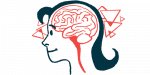 An illustration of a woman's brain, shown in profile.