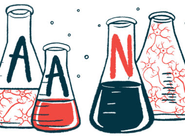 Illustration shows lab beakers labeled 