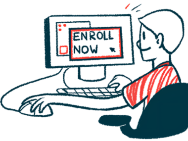 An illustration of a man sitting at a computer staring at the screen, which shows an internet page with the words 