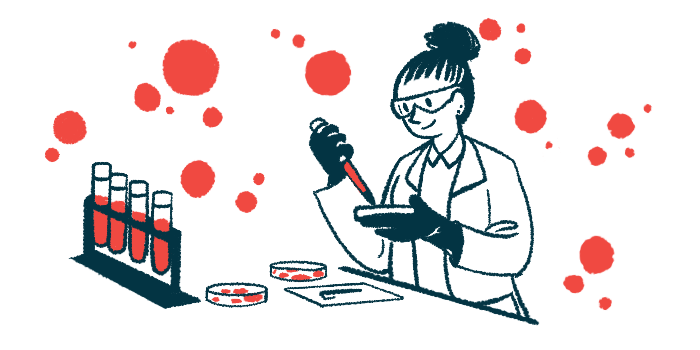 A scientist works with blood and petri dishes in a lab.