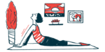 An illustration of a woman doing yoga.