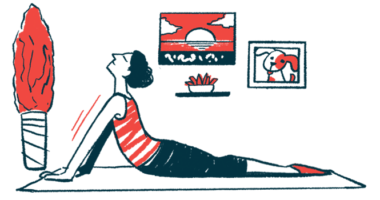 An illustration of a woman doing yoga.