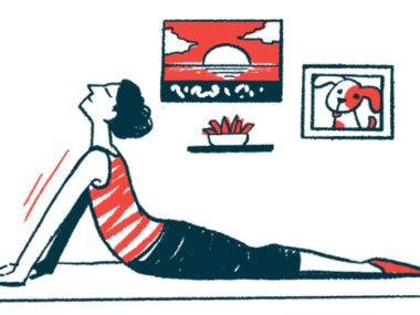 An illustration of a woman doing yoga.