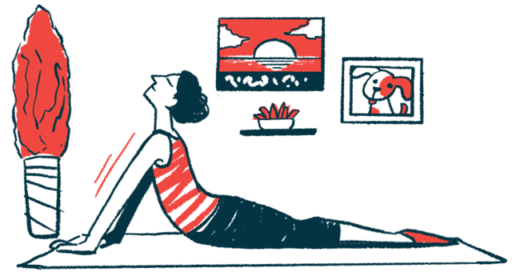 An illustration of a woman doing yoga.