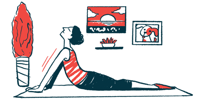 An illustration of a woman doing yoga.