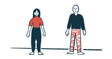 An illustration of a woman and man standing together.
