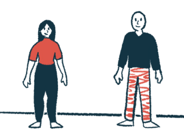 An illustration of a woman and man standing together.