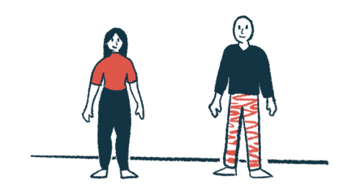 An illustration of a woman and man standing together.